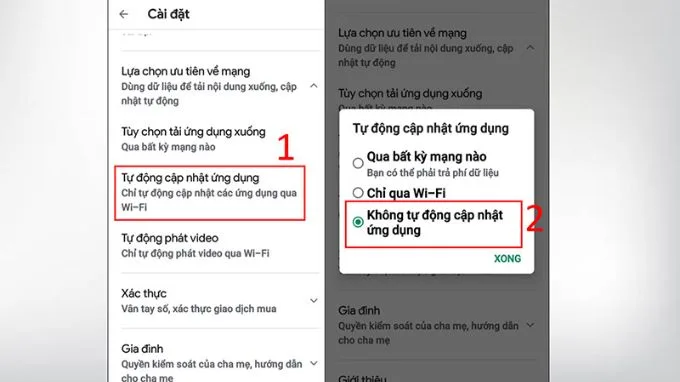 Tắt cập nhật ứng dụng tự động