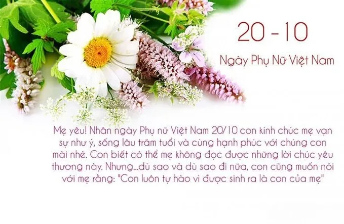 Thiệp chúc mừng ngày 20 10 tặng mẹ và bà ý nghĩa