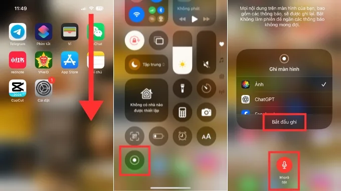 Cách quay màn hình iPhone có tiếng