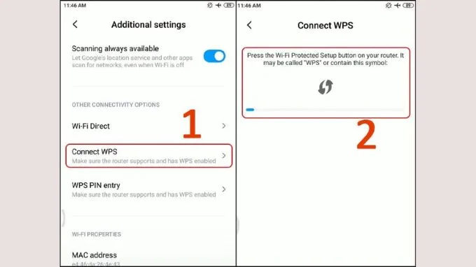 Sử dụng WPS để kết nối WiFi