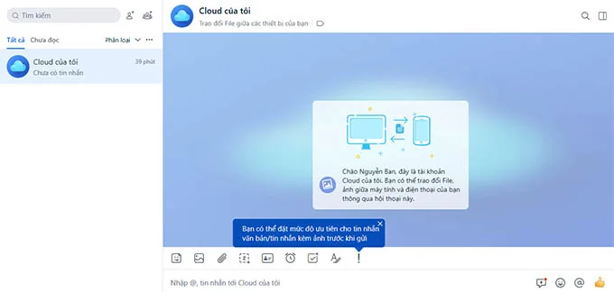 Chuyển file từ điện thoại sang máy tính thông qua ứng dụng tin nhắn