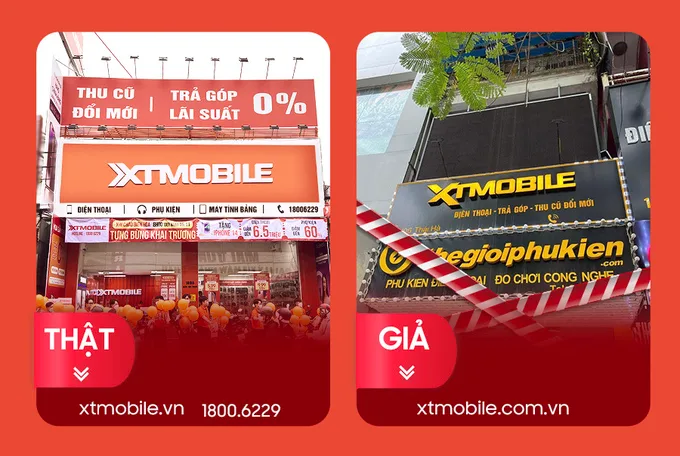 Cành báo cửa hàng giả mạo XTmobile tại Hà Nội