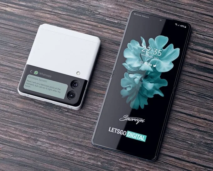 Hình ảnh render của Galaxy Z Flip3