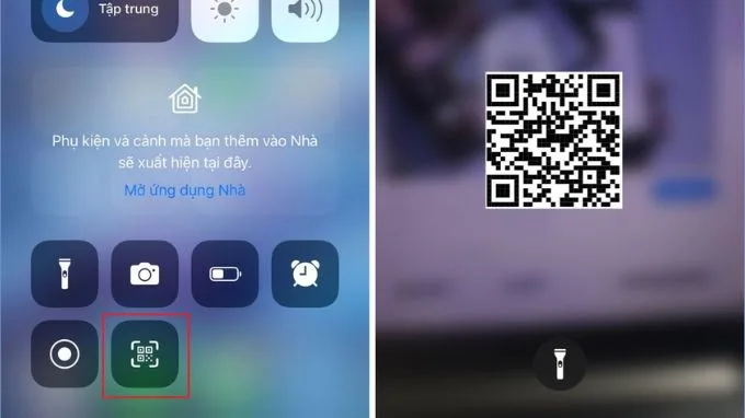 Cách quét mã QR trên iPhone qua Trung tâm điều khiển