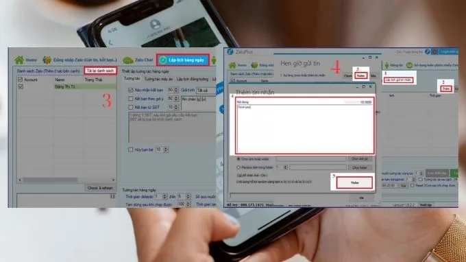 hẹn giờ gửi tin nhắn Zalo bằng Zaloplus bước 3-4