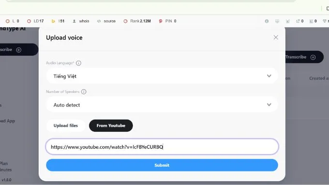 Chuyển video thành văn bản miễn phí bằng công cụ SoundType AI