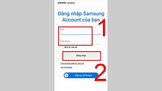 Sử dụng tài khoản Samsung Account