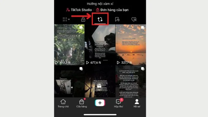 Vào phần video đăng lại trên TikTok