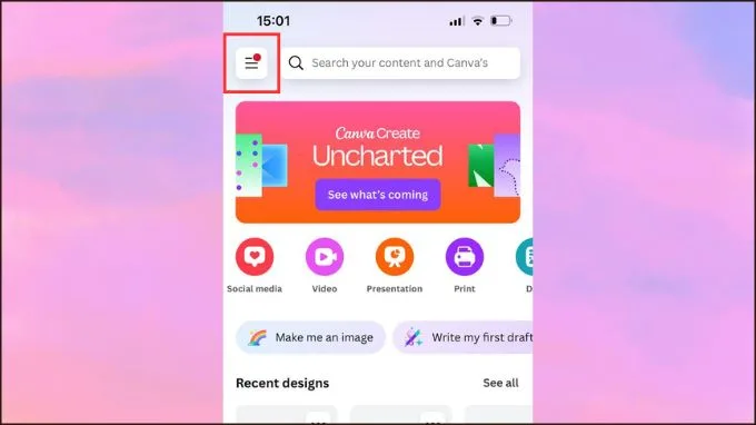 Cách đổi ngôn ngữ Canva trên điện thoại