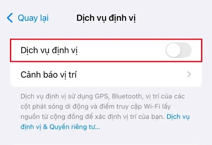 Tắt định vị khi không cần thiết
