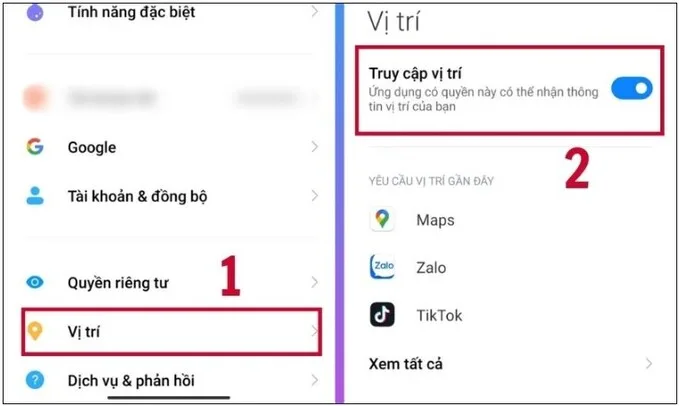 cách gửi vị trí trên Zalo, bật định vị trên điện thoại Android