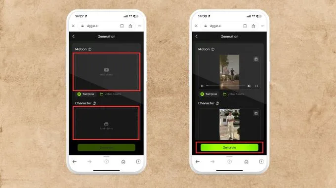 Tải ảnh và video điệu nhảy cần làm vào khu vực được chỉ định.