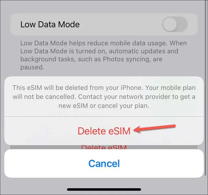 Cách xoá eSIM trên iPhone