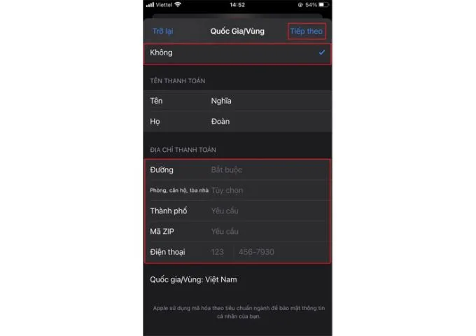 Bước 6 chuyển vùng từ Mỹ về App Store Việt Nam