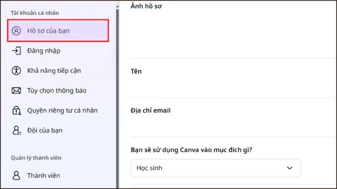 Cách chuyển đổi ngôn ngữ trên Canva bản web