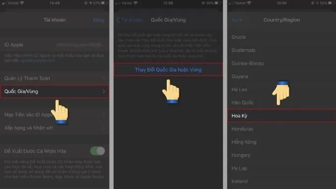 Cách chuyển vùng iPhone sang Mỹ trong Cài đặt