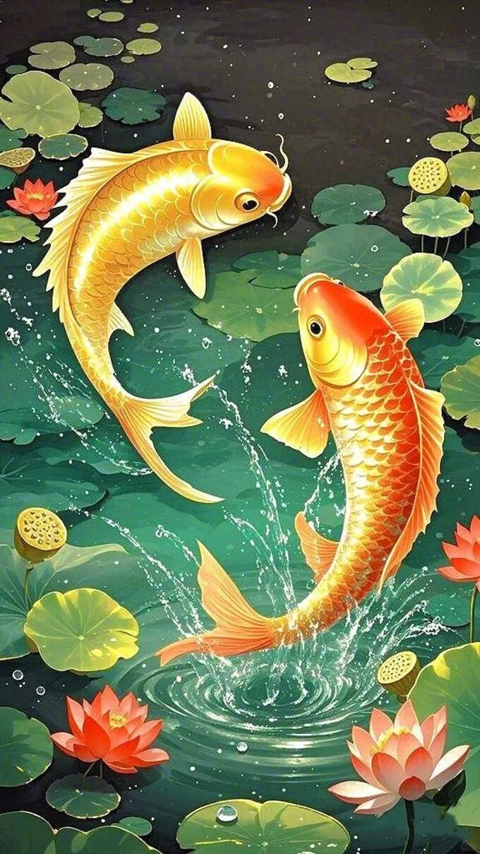 Hình nền hoa sen cá chép