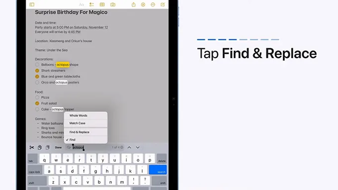 Cách tìm và thay thế lỗi văn bản siêu nhanh và hiệu quả trên iPad: bước ba