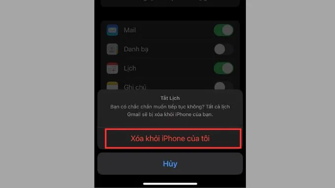 Xác nhận đăng xuất tài khoản Gmail trên iPhone