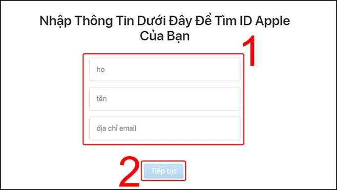 Hướng dẫn cách tìm lại tài khoản Apple ID thông qua trang web Apple ID