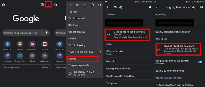 Đồng bộ hóa trên Google Chrome