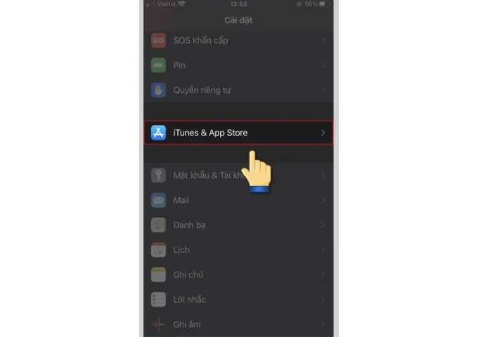 Bước 2 chuyển vùng App Store trong phần Cài đặt