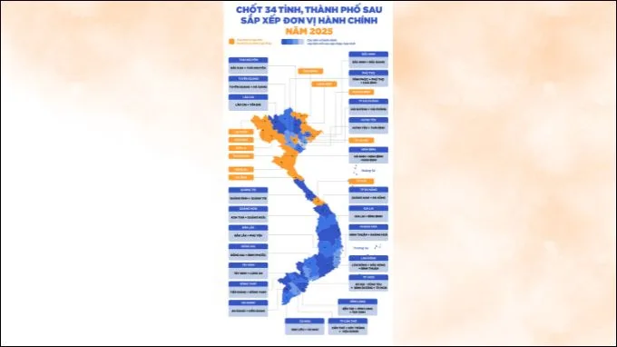 Danh sách 34 tỉnh thành sau sáp nhập