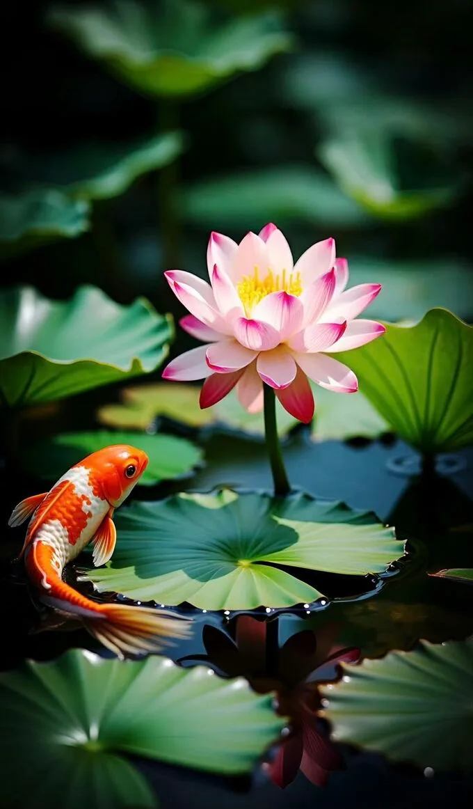 Hình nền hoa sen cá chép