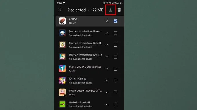 Chọn vào ứng dụng cần khôi phục lại trên Android