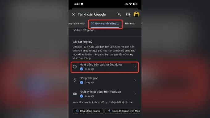 Bước 2 tắt tính năng nghe lén của Google trên điện thoại Android, iPhone