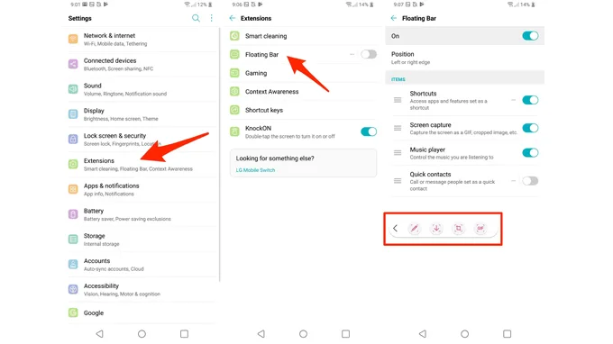 Floating bar lg g7 thinq