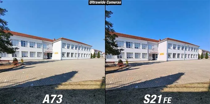 So sánh chi tiết camera Galaxy S21 FE và Galaxy A73 ống kính góc siêu rộng