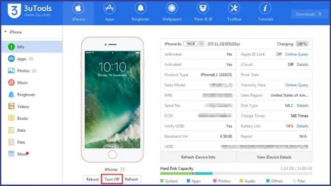 Cách tắt nguồn iPhone bằng phần mềm trên máy tính