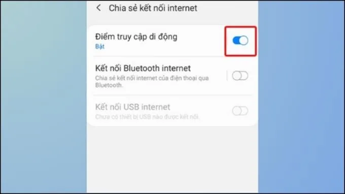 Bật chia sẻ Wifi trên Samsung bằng dữ liệu di động