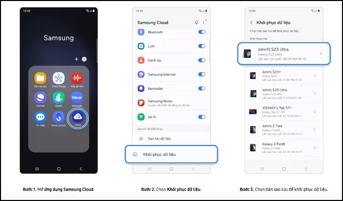 Khôi phục dữ liệu trên Samsung Cloud