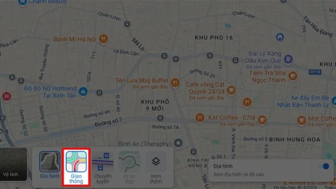 Cách xem kẹt xe trên Google Maps với máy tính