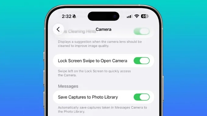 Tắt thao tác vuốt mở Camera trên màn hình khóa