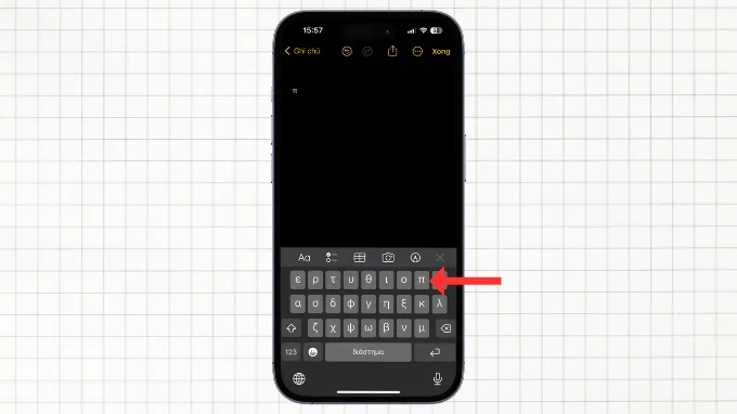 Bước 4 gõ ký hiệu Pi trên iPhone