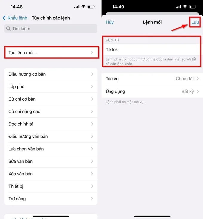 Nhấn chọn Tùy chỉnh các lệnh để tạo lệnh mới