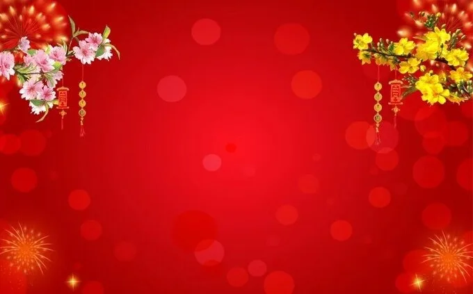 Hình nền background Tết Bính Ngọ 2026 màu đỏ rực rỡ