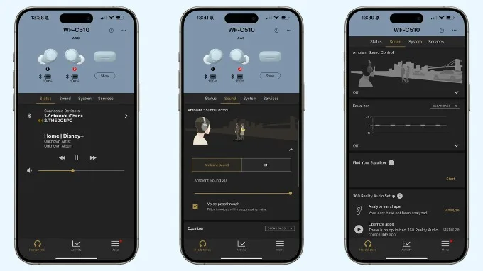 Sony vẫn tích hợp chế độ Ambient Sound Control thông qua ứng dụng Sony Headphones Connect.