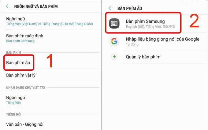 Nhấn tiếp vào mục Bàn phím ảo