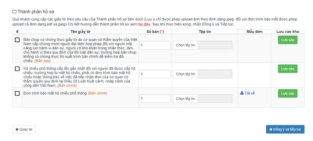 Bước 9 làm hộ chiếu gắn chip điện tử online