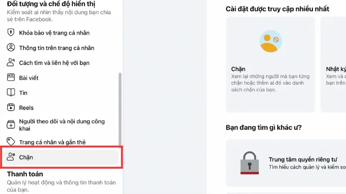 Cách xem danh sách chặn trên Facebook bằng máy tính
