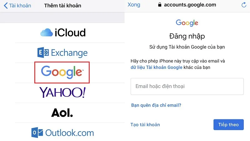 Đồng bộ danh bạ iPhone lên Gmail
