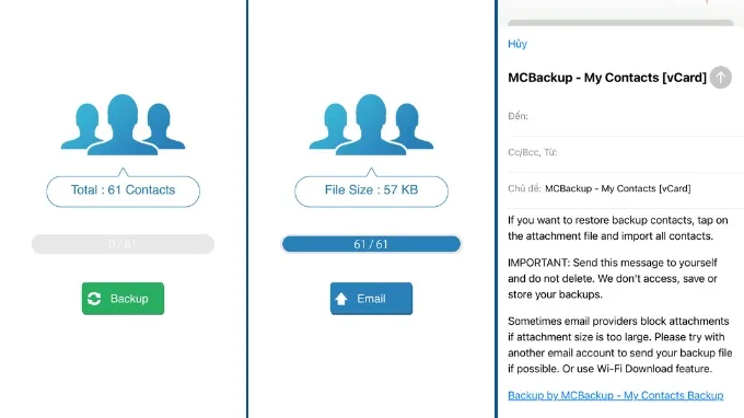 Chuyển danh bạ iPhone sang Samsung bằng My Contact Backup