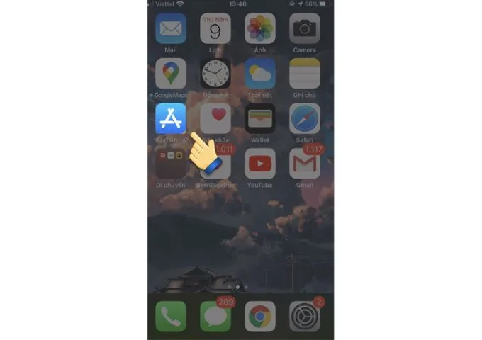 Bước 1 chuyển vùng trực tiếp trên App Store