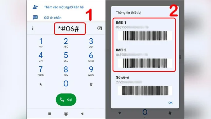 Cách 1 kiểm tra IMEI
