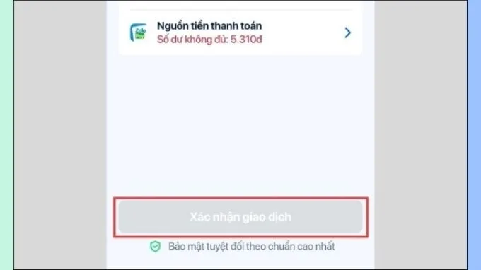 Xác nhận giao dịch thanh toán trên ZaloPay