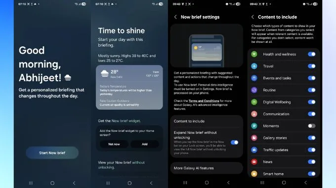 Tính năng Now Brief trên One UI 8